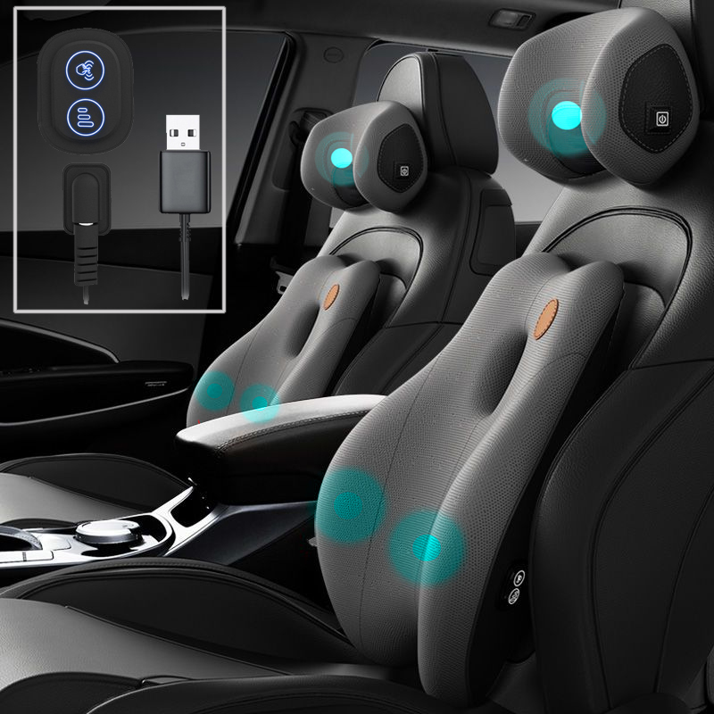 Car Accessories For Road Trip - Car Neck Massage Pillow Lumbar Support