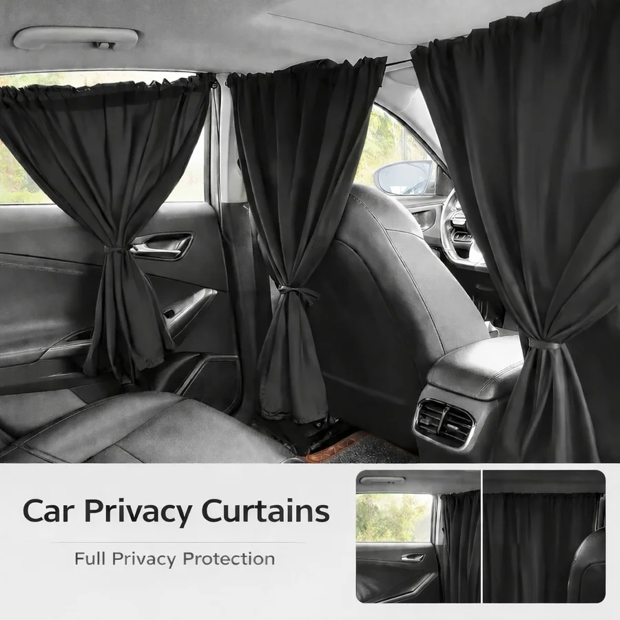 Car Accessories For Road Trip - Car Privacy Curtain Window Shade Blackout