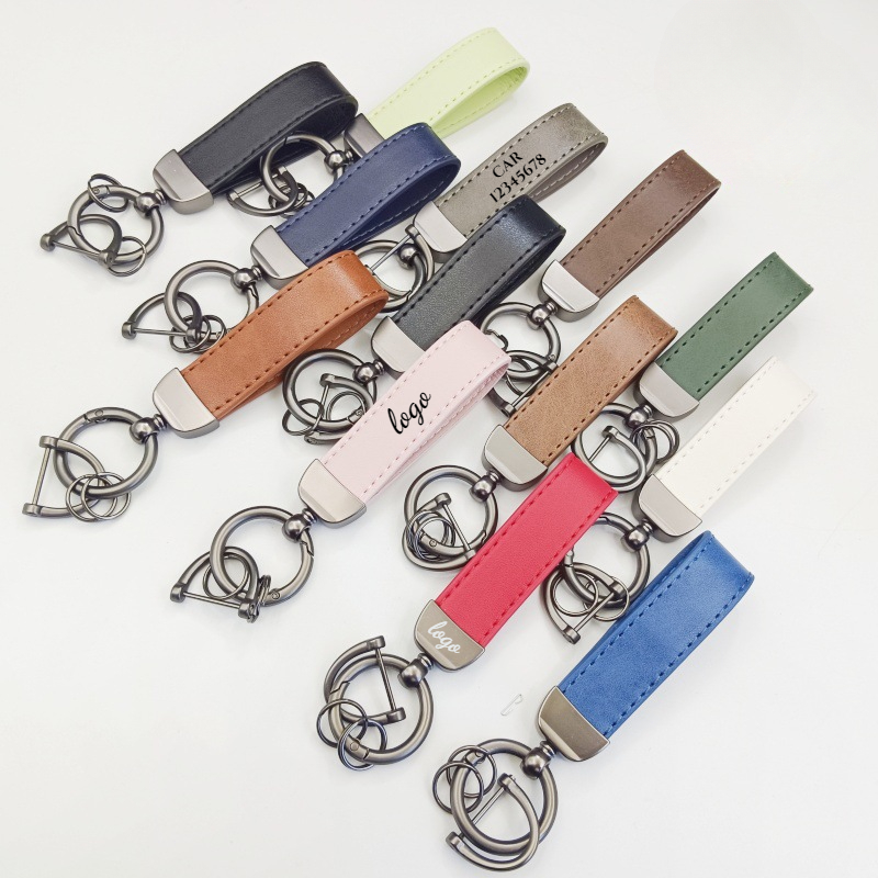 Car Accessories Name - Laser Custom LOGO Discolored Leather Keychain